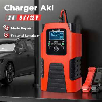 Gambar produk FOXSUR Charger Aki Mobil Motor Intelligent Battery Charger 6V/12V 2A - FBC061202D