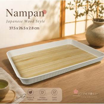 TaffHOME Tea Tray Japanese Wood Style Nampan Plastik Tatakan Gelas Teh - BD027