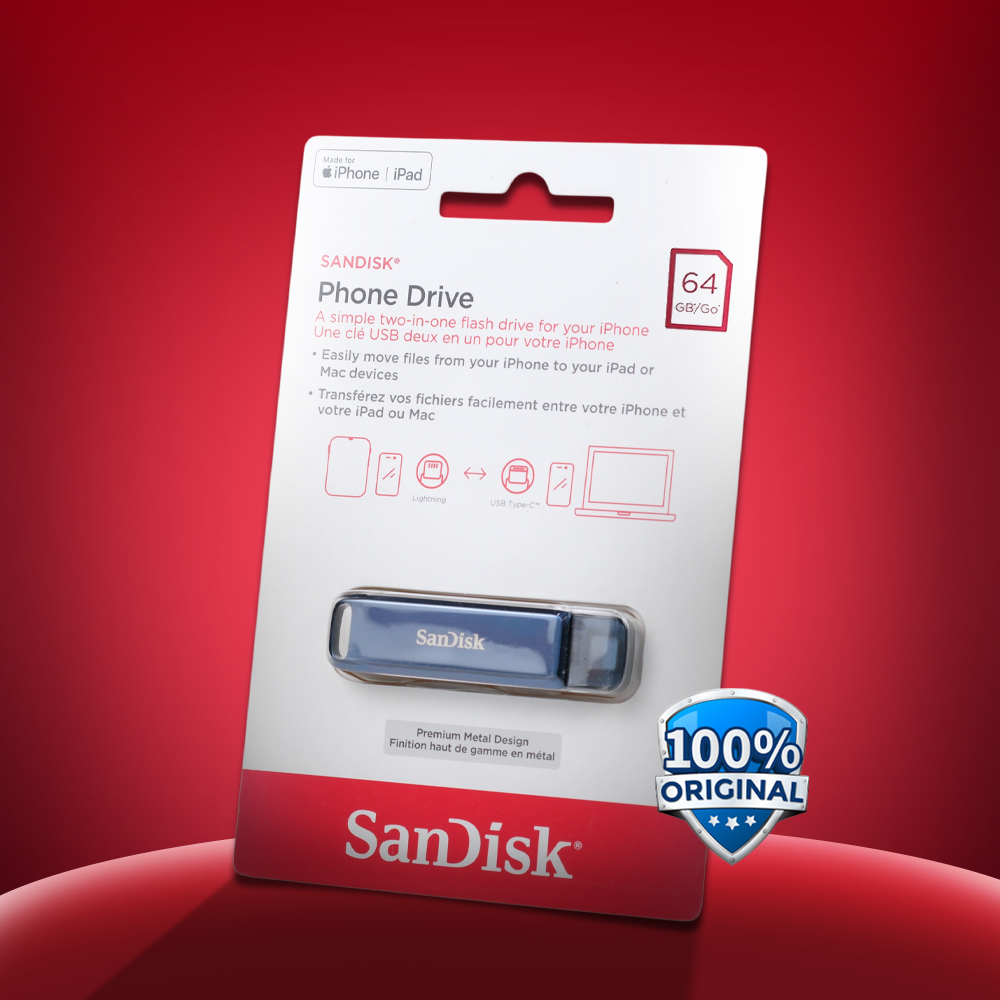 Gambar produk SanDisk Phone Drive USB Type-C Lightning 90MB/s 256GB - SDIXD0N - Utama