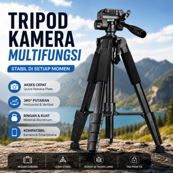 Gambar produk TaffSTUDIO Tripod Kamera Universal 3 Way Pan Head with Phone Holder - D-790H