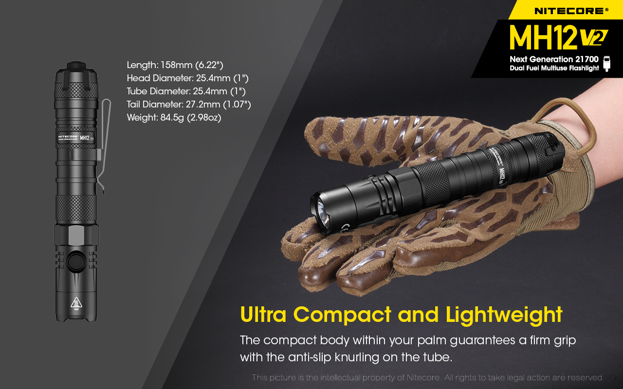 NITECORE Senter LED CREE XP-L2 V6 Rechargeable IP68 1200 Lumens - MH12 V2 Gambar produk NITECORE Senter LED CREE XP-L2 V6 Rechargeable IP68 1200 Lumens - MH12 V2 - 4