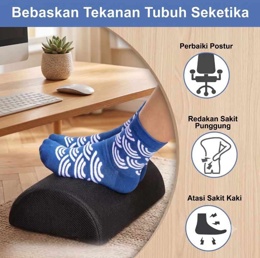 Gambar produk STAWHO Pijakan Kaki Foot Rest For Under Desk Foam Type Semi Circle - ST1 - Utama