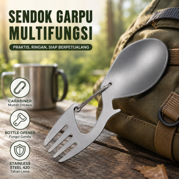 YESISO Sendok Garpu Carabiner Bottle Opener Outdoor Camping Spork EDC - LX710