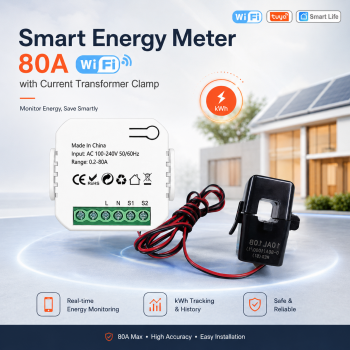 Tuya Smart Energy Meter 80A WiFi with Current Transformer Clamp kWh - ST-1168