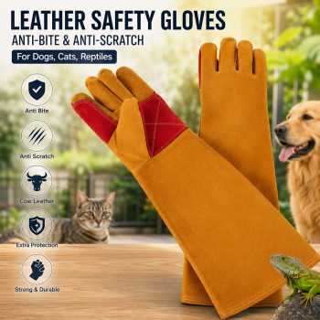 Eyou Sarung Tangan Kulit Hewan Anti Gigit Anjing Reptil Safety Gloves - STL-50