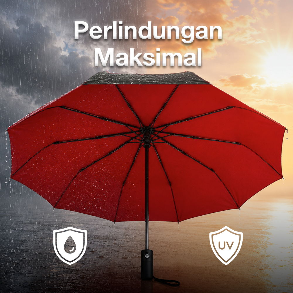 TOPX Payung Lipat Buka Tutup Otomatis Polos Anti UV 10 Bone 105cm - T1212 Gambar produk TOPX Payung Lipat Buka Tutup Otomatis Polos Anti UV 10 Bone 105cm - T1212 - 3