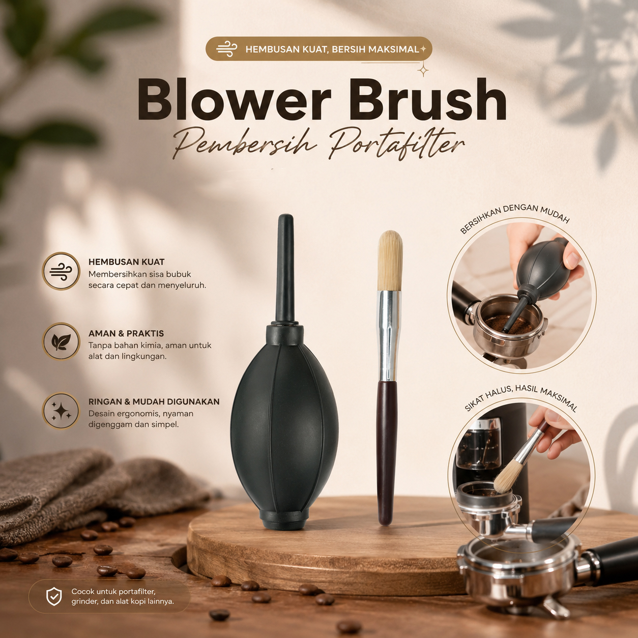 Slyz Blower Brush Aksesoris Pembersih Coffee Grinder Portafilter 2in1 - Slyz20 Gambar produk Slyz Blower Brush Aksesoris Pembersih Coffee Grinder Portafilter 2in1 - Slyz20 - Utama