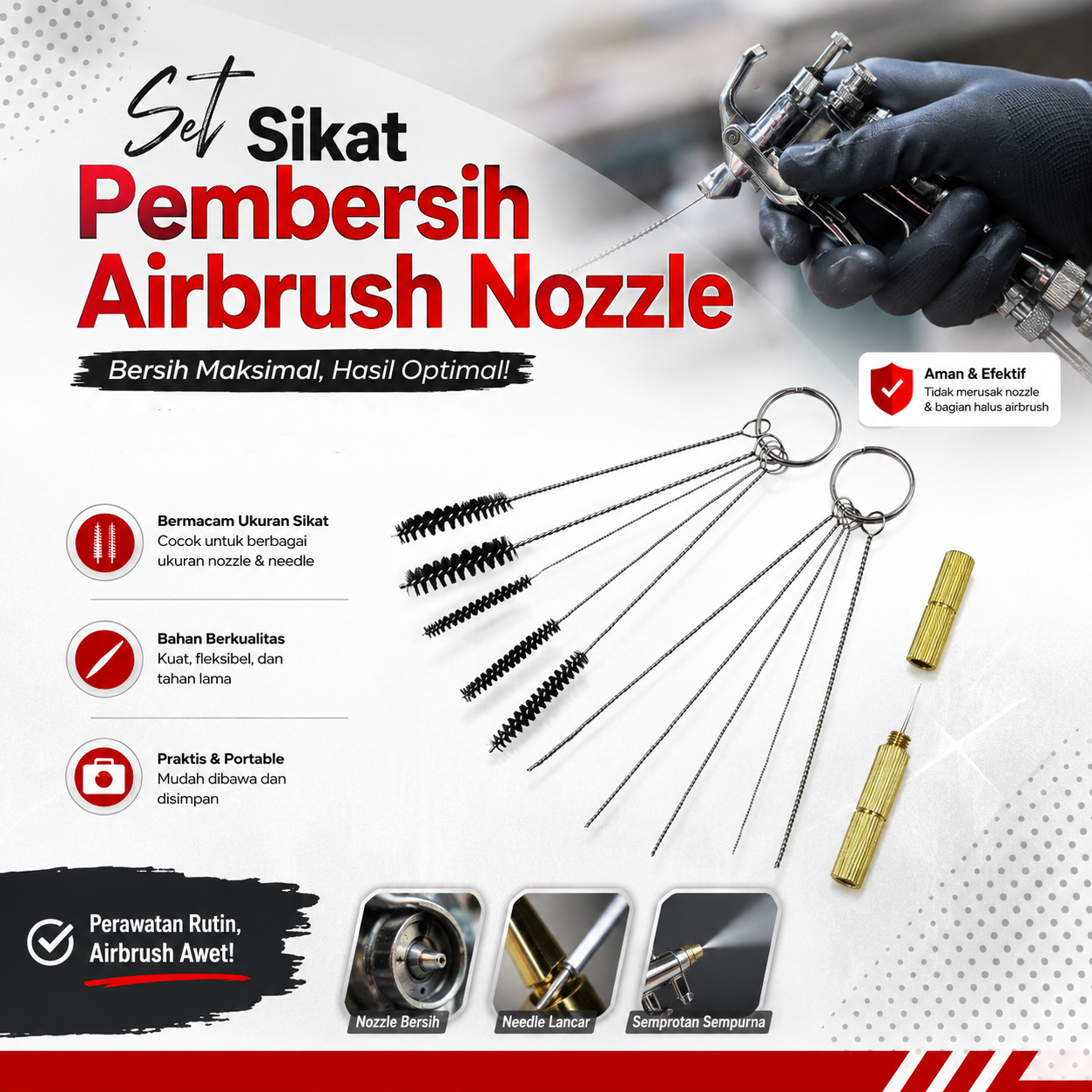 Stookits Set Sikat Pembersih Airbrush Nozzle Cleaning Needle Kit Set - S8 Gambar produk Stookits Set Sikat Pembersih Airbrush Nozzle Cleaning Needle Kit Set - S8 - Utama