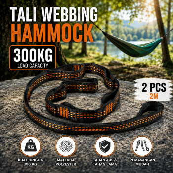 KILLAN Tali Webbing Hammock Strap Polyester 5+1 Loop 300kg 2M 2 PCS - TW-10