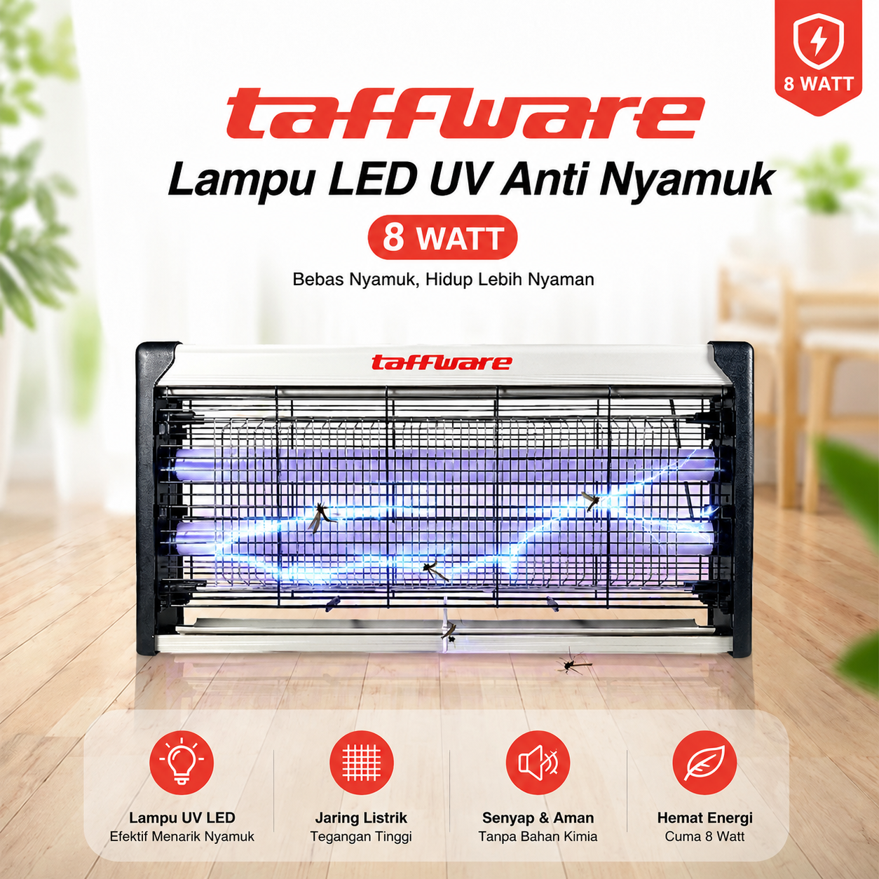 Taffware Lampu LED Anti Nyamuk Mosquito Killer Home Usage 1300V 8W - A-95 Gambar produk Taffware Lampu LED Anti Nyamuk Mosquito Killer Home Usage 1300V 8W - A-95 - Utama