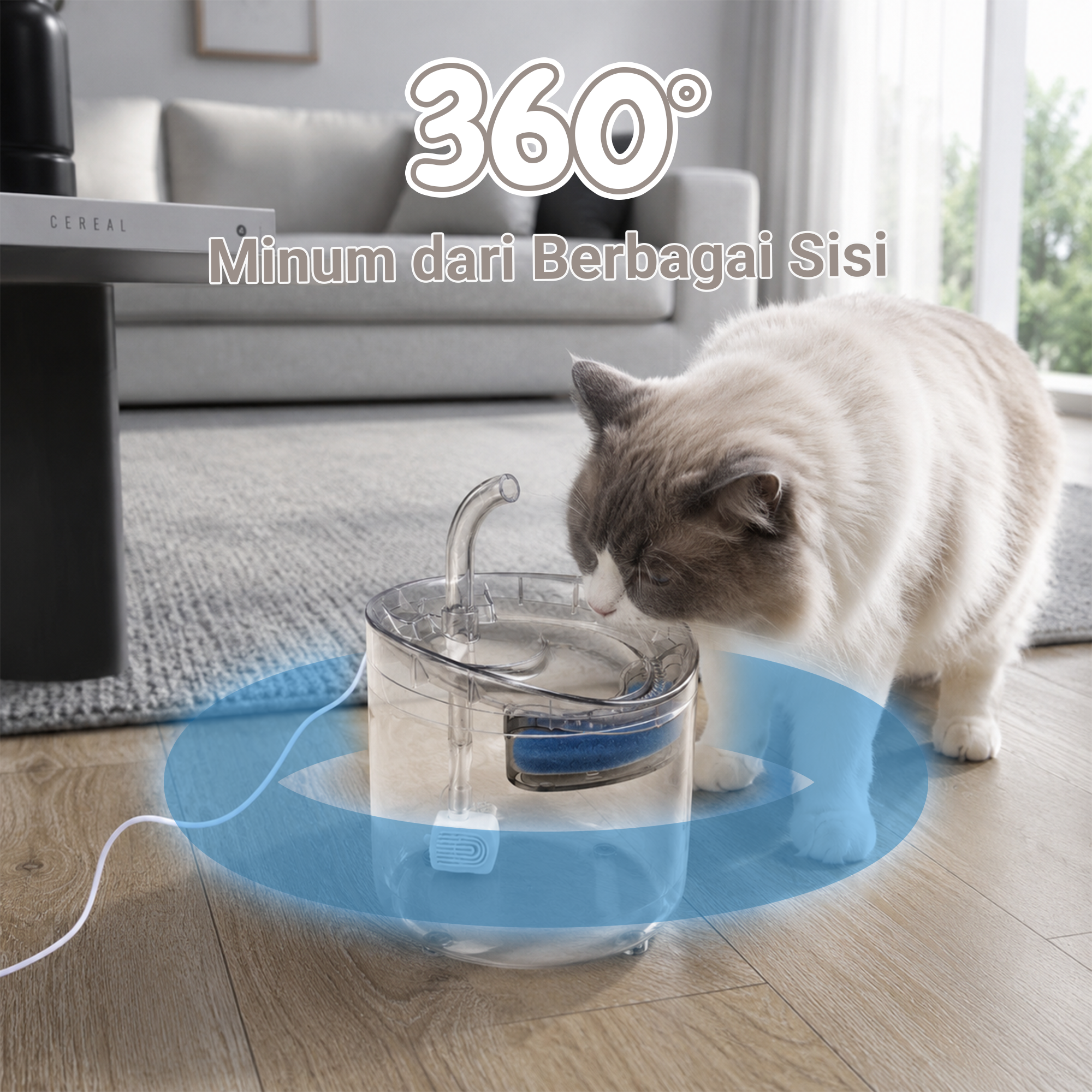 COKIAS Water Dispenser Fountain Tempat Minum Anjing Kucing - WF060 Gambar produk COKIAS Water Dispenser Fountain Tempat Minum Anjing Kucing - WF060 - 4