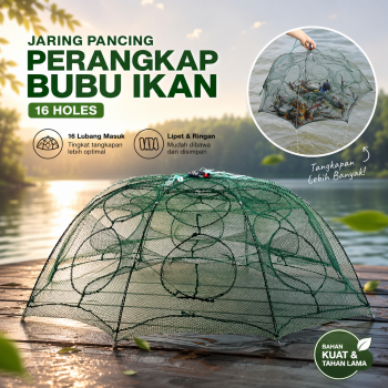 Gambar produk Jaring Pancing Perangkap Bubu Ikan Umbrella Fishing Net 16 Holes - H14572
