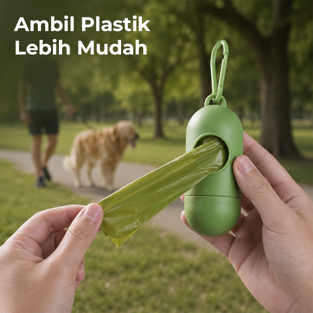 GAGYIVE Kantong Plastik Kotoran Anjing Biodegradable dengan Dispenser Polos - GA15 Gambar produk GAGYIVE Kantong Plastik Kotoran Anjing Biodegradable dengan Dispenser Polos - GA15 - 3