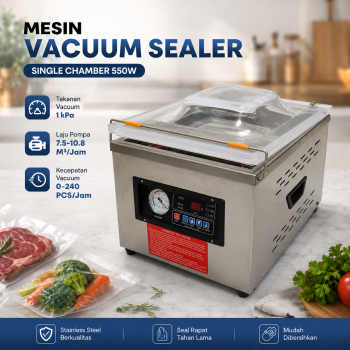 Taffware Mesin Vacuum Sealer Makanan Heavy Duty Single Chamber 550W - DZ300/PD