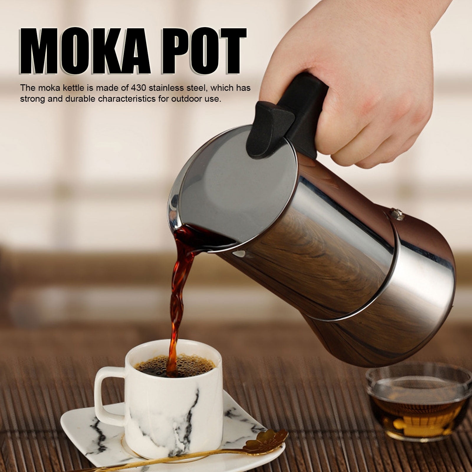 One Two Cups Moka Pot Teko Kopi Espresso Coffee Maker Stovetop 2 Cup 100ml - Z70 Gambar produk One Two Cups Moka Pot Teko Kopi Espresso Coffee Maker Stovetop 2 Cup 100ml - Z70 - 1