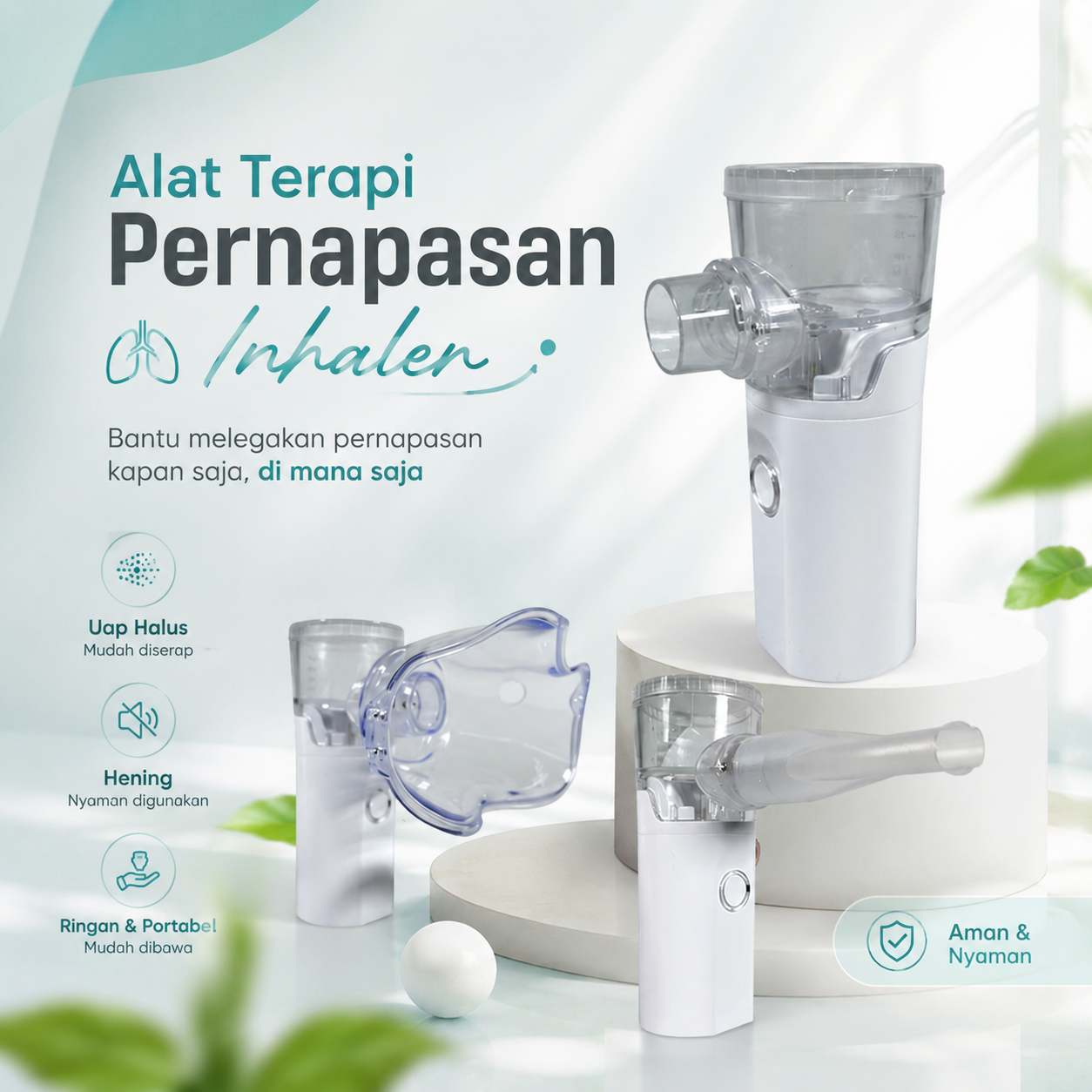 Gambar produk COLEBY Alat Terapi Pernapasan Mesh Nebulizer Inhaler Atomizer - TZ-W08 - Utama