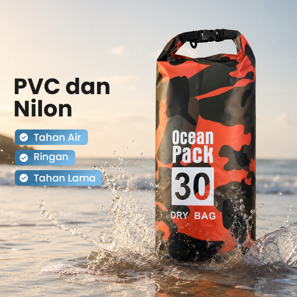 Ocean Pack Dry Bag Waterproof Backpack Strap Tas Tahan Air PVC Nilon 30L - XAZ9 Gambar produk Ocean Pack Dry Bag Waterproof Backpack Strap Tas Tahan Air PVC Nilon 30L - XAZ9 - 1