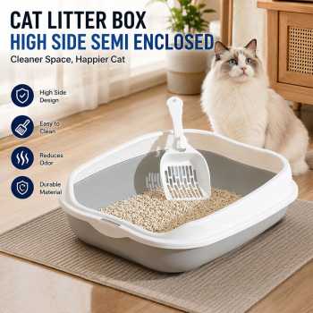 Serena Cat Litter Box High Side Semi Enclosed Bak Pasir Kucing - OP-15