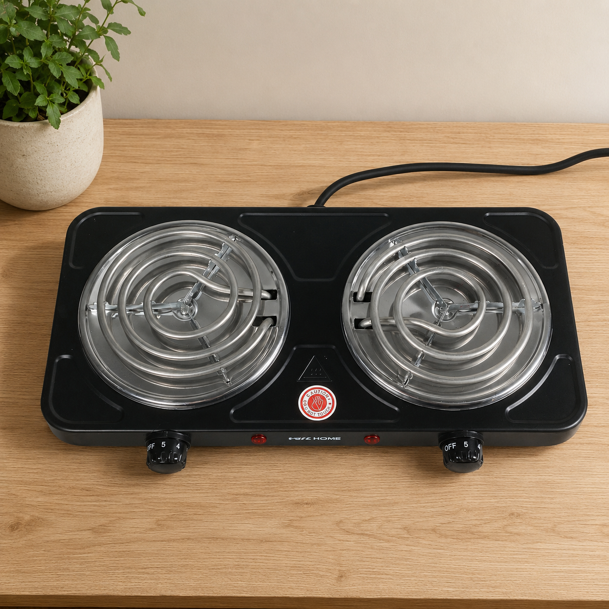 TaffHOME Kompor Listrik 2 Tungku Portable 5 Gear Coil Hot Plate 2000W - C2-2000-20 Gambar produk TaffHOME Kompor Listrik 2 Tungku Portable 5 Gear Coil Hot Plate 2000W - C2-2000-20 - 2