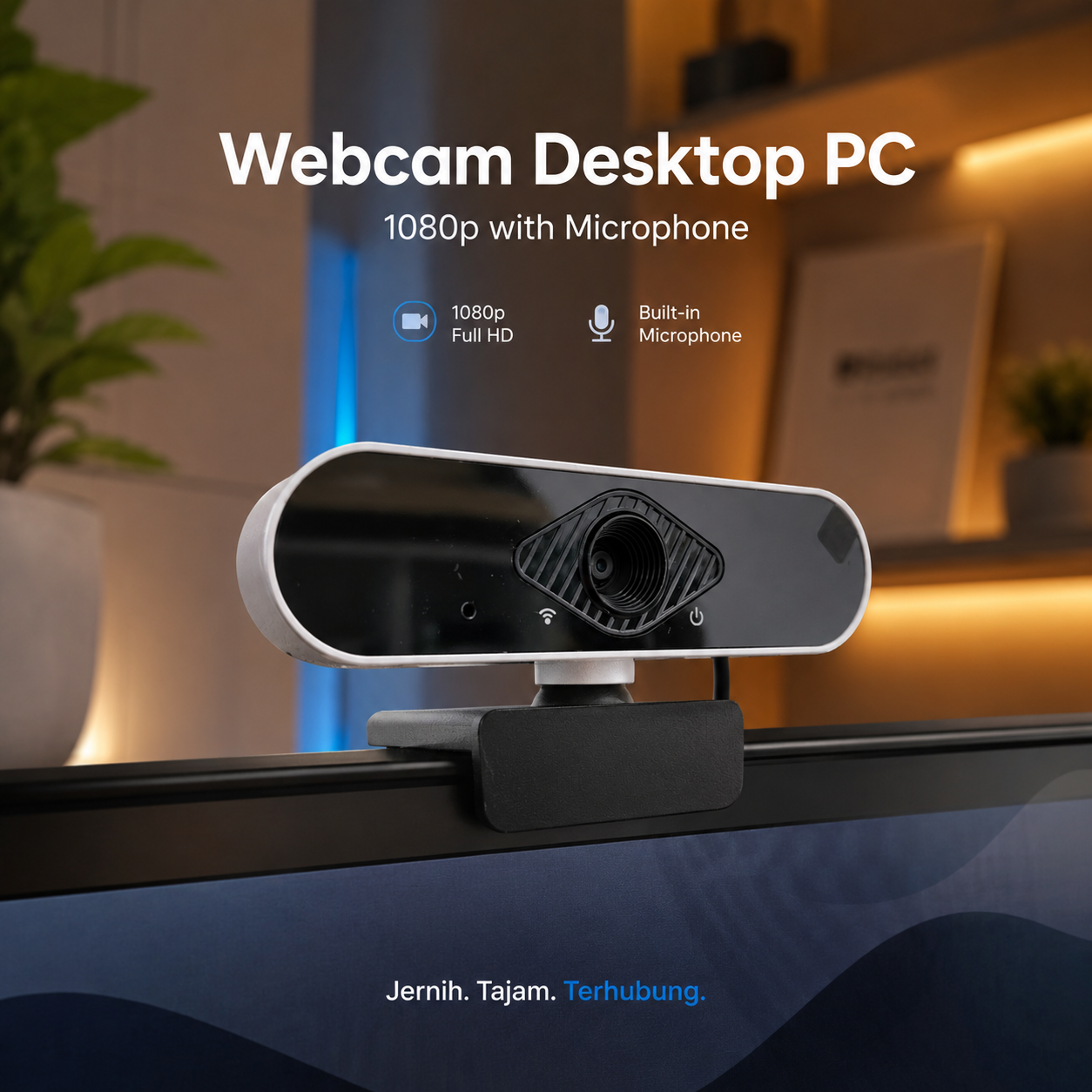 BCKY Webcam Desktop PC Laptop Full HD 1080p with Microphone - BL18 Gambar produk BCKY Webcam Desktop PC Laptop Full HD 1080p with Microphone - BL18 - Utama