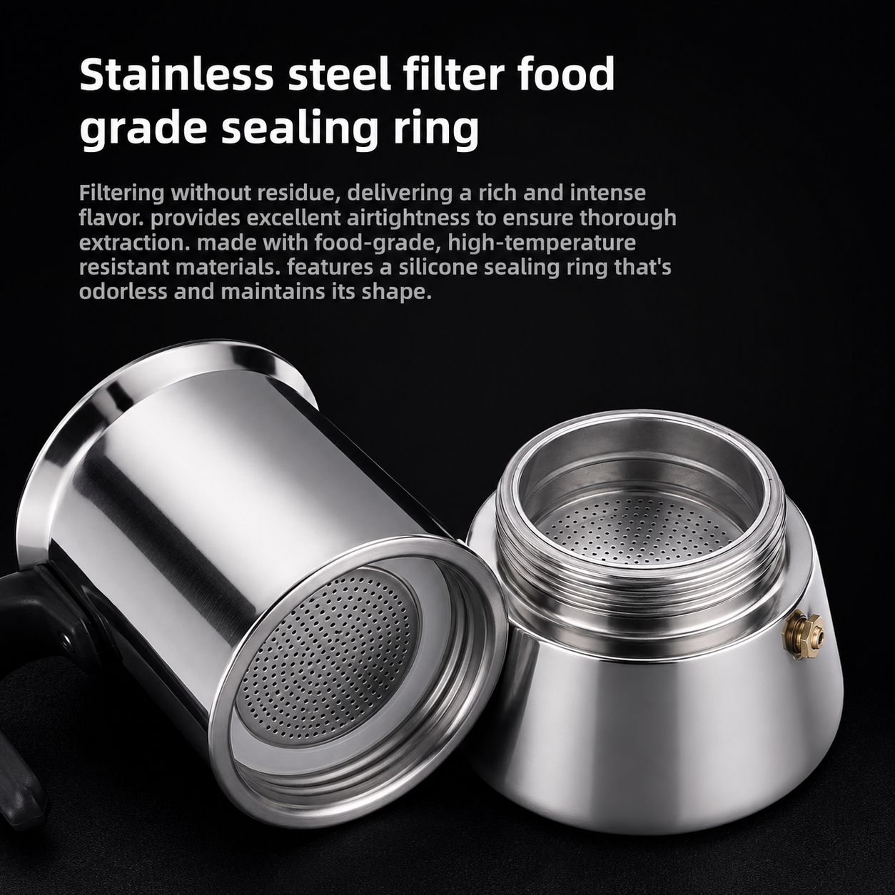 One Two Cups Moka Pot Teko Kopi Espresso Coffee Maker Stovetop 4 Cup 200ml - Z65 Gambar produk One Two Cups Moka Pot Teko Kopi Espresso Coffee Maker Stovetop 4 Cup 200ml - Z65 - 3