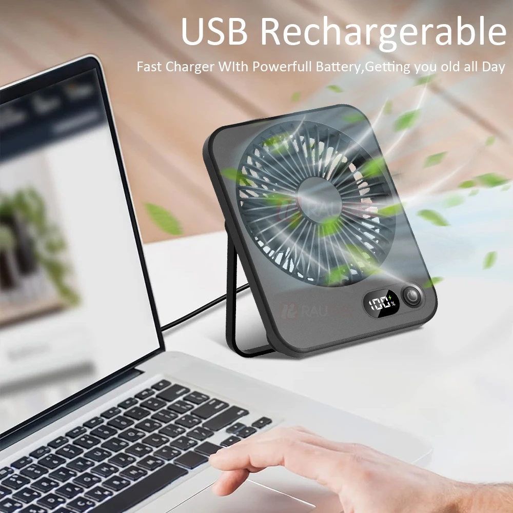 Raugee Kipas Angin Meja Digital Display 5 Speed 1200mAh Desk Fan - F10 Gambar produk Raugee Kipas Angin Meja Digital Display 5 Speed 1200mAh Desk Fan - F10 - 5