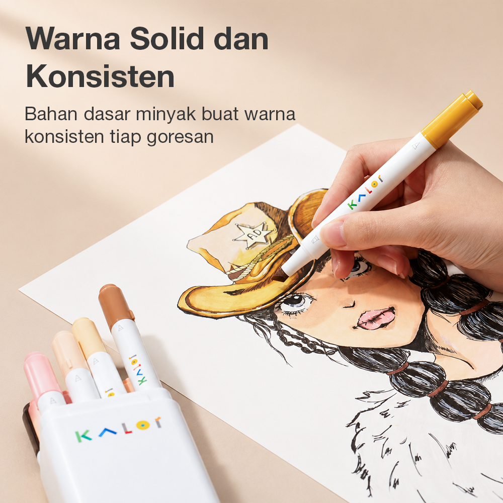 Gambar produk Kaco KALOR Spidol Warna Olied Based Marker 12 Colors Ivory Tower - MP2009-01 - 1