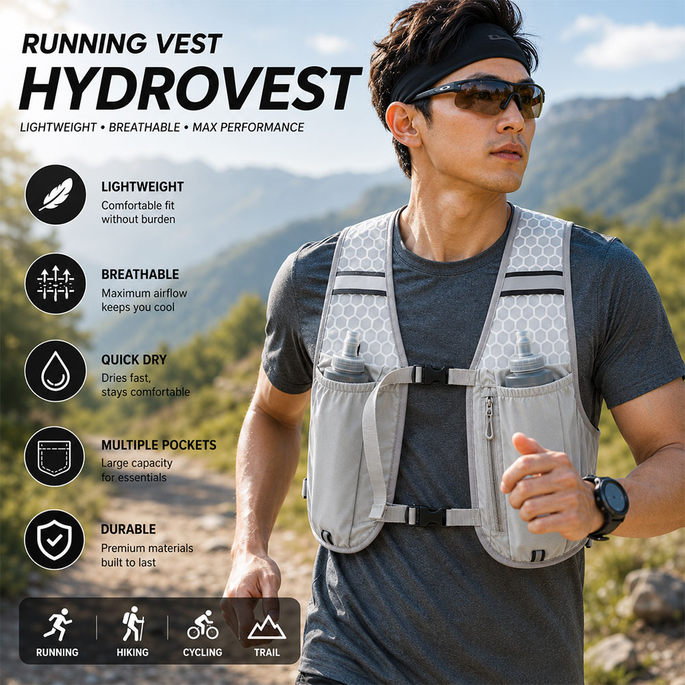 MPP Running Vest Hydrovest Hydration Breathable Rompi Lari Outdoor - WP400 Gambar produk MPP Running Vest Hydrovest Hydration Breathable Rompi Lari Outdoor - WP400 - Utama