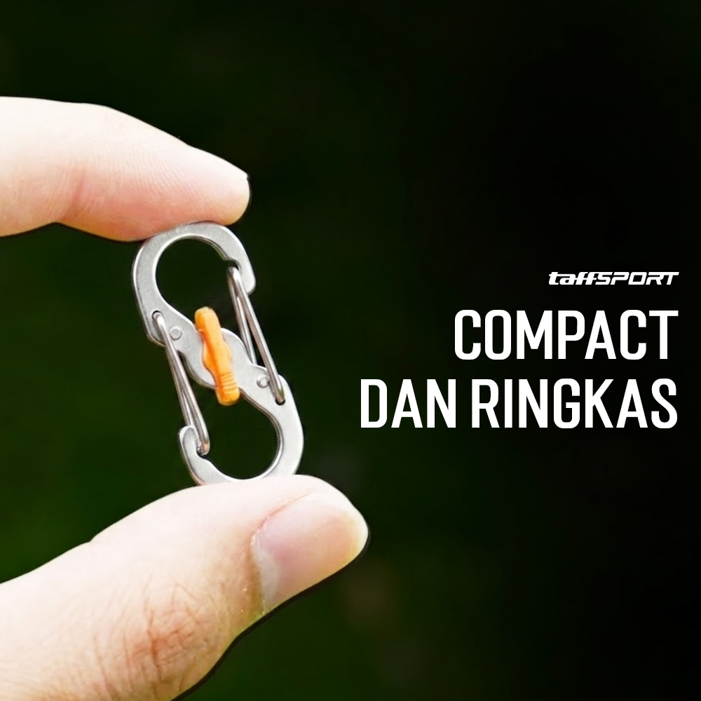 TaffSPORT Carabiner Metal Double Hook Spring Lock Gantungan Kunci 50kg - AT17 Gambar produk TaffSPORT Carabiner Metal Double Hook Spring Lock Gantungan Kunci 50kg - AT17 - 6