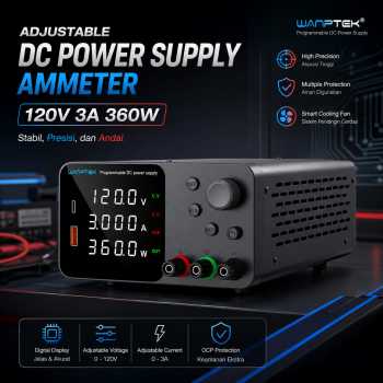 WANPTEK Adjustable Power Supply DC Ammeter Stabilized 120V 3A 360W - TPS1203