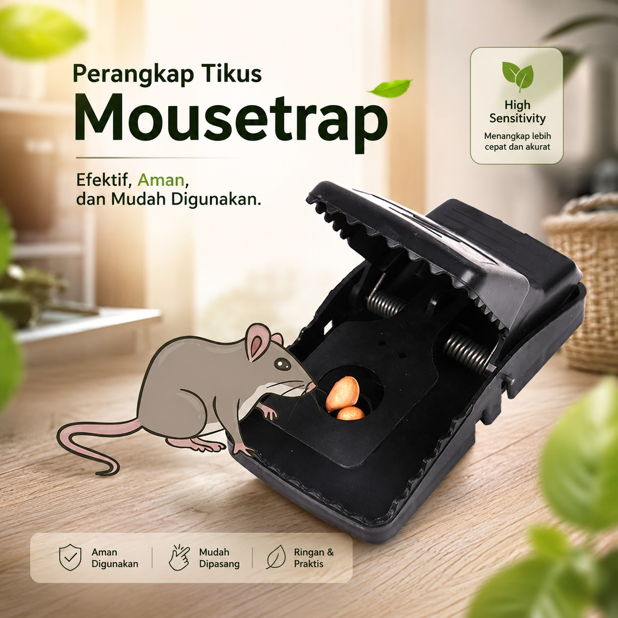 TaffHOME Jebakan Perangkap Tikus Mousetrap Sensitive - ZL-2021 Gambar produk TaffHOME Jebakan Perangkap Tikus Mousetrap Sensitive - ZL-2021 - Utama