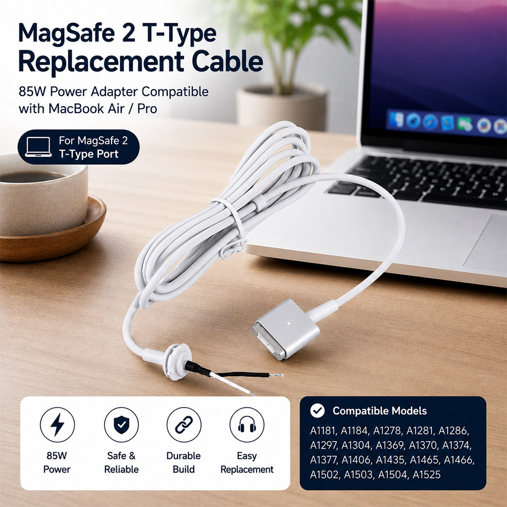 Gambar produk TOBO Kabel Chager Magsafe 2 T-Type Replacement Cable Macbook Air/Pro 85W - AO30 - Utama