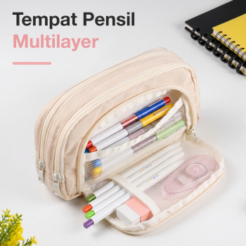 Botang Wenhua Tempat Pensil Multi Layer Case Compact Pouch Stationary - MG-1354