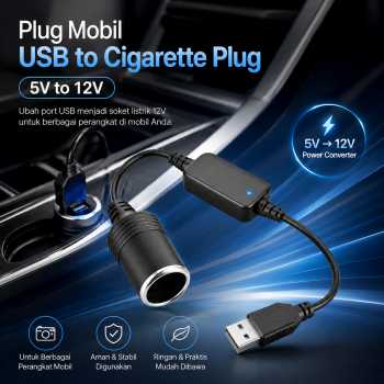 Gambar produk XZT Plug Mobil USB Cigarette Plug Power Socket 5 V to 12 V - XZT0017