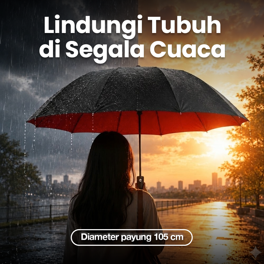TOPX Payung Lipat Buka Tutup Otomatis Polos Anti UV 10 Bone 105cm - T1212 Gambar produk TOPX Payung Lipat Buka Tutup Otomatis Polos Anti UV 10 Bone 105cm - T1212 - 2