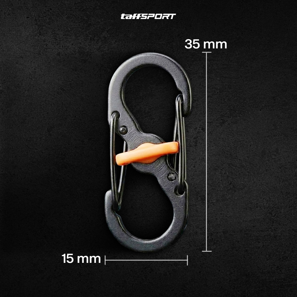 TaffSPORT Carabiner Metal Double Hook Spring Lock Gantungan Kunci 50kg - AT17 Gambar produk TaffSPORT Carabiner Metal Double Hook Spring Lock Gantungan Kunci 50kg - AT17 - 8