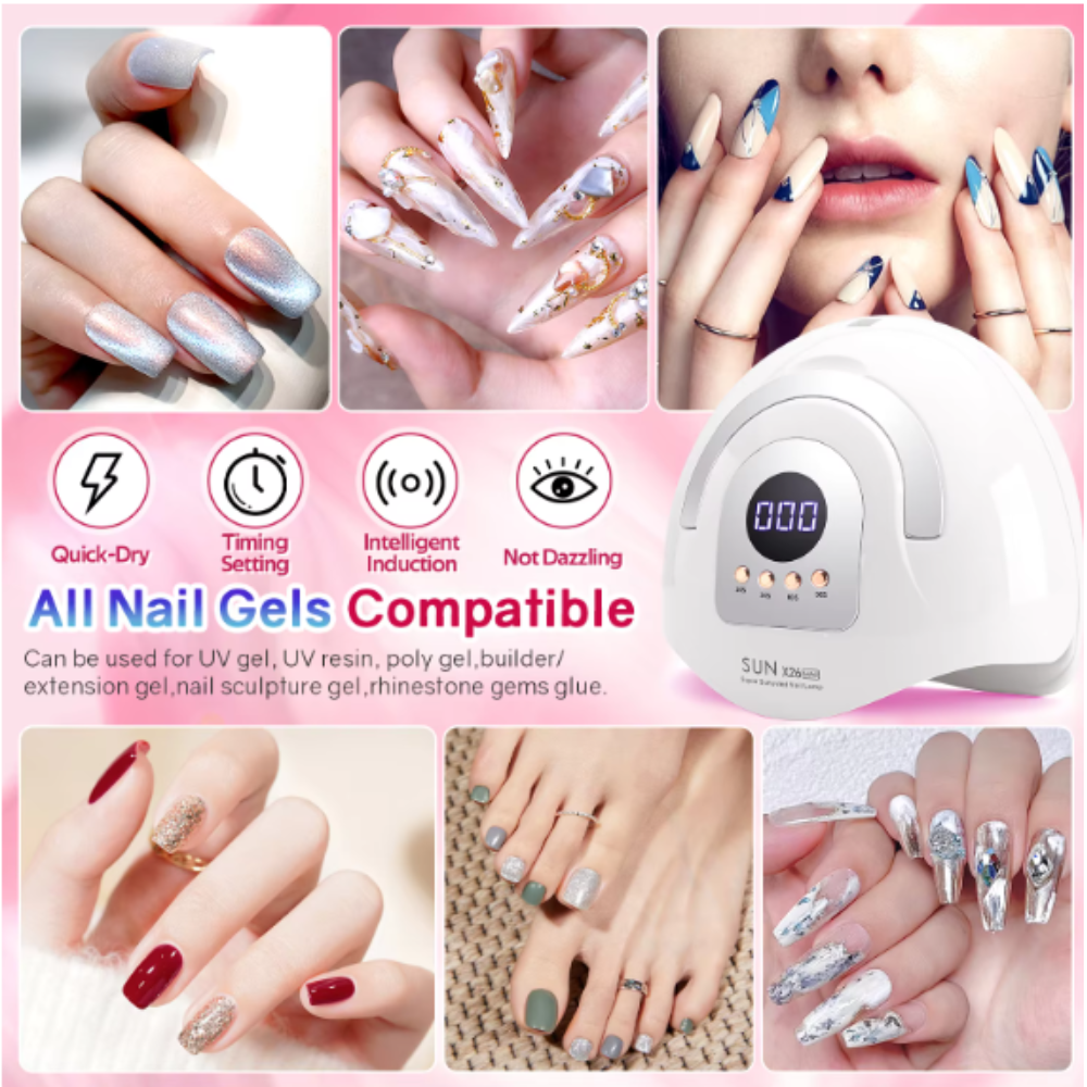 SUN Pengering Kutek UV Lamp Nail Dryer Sensor LCD Display 81 LED 380W - 26 MAX Gambar produk SUN Pengering Kutek UV Lamp Nail Dryer Sensor LCD Display 81 LED 380W - 26 MAX - Kemasan