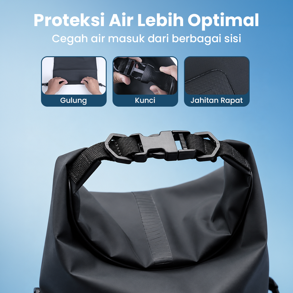 Dry Bag Waterproof Extra Pocket Backpack Strap Tas Tahan Air PVC 10L - OB-104 Gambar produk Dry Bag Waterproof Extra Pocket Backpack Strap Tas Tahan Air PVC 10L - OB-104 - 2