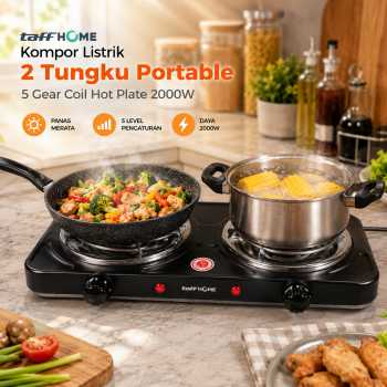 TaffHOME Kompor Listrik 2 Tungku Portable 5 Gear Coil Hot Plate 2000W - C2-2000-20