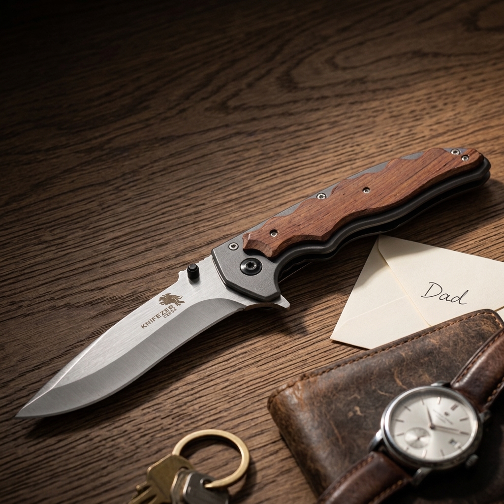 KNIFEZER Pisau Lipat Berburu Wooden Handle Outdoor Survival Knife - CBF64 Gambar produk KNIFEZER Pisau Lipat Berburu Wooden Handle Outdoor Survival Knife - CBF64 - 3