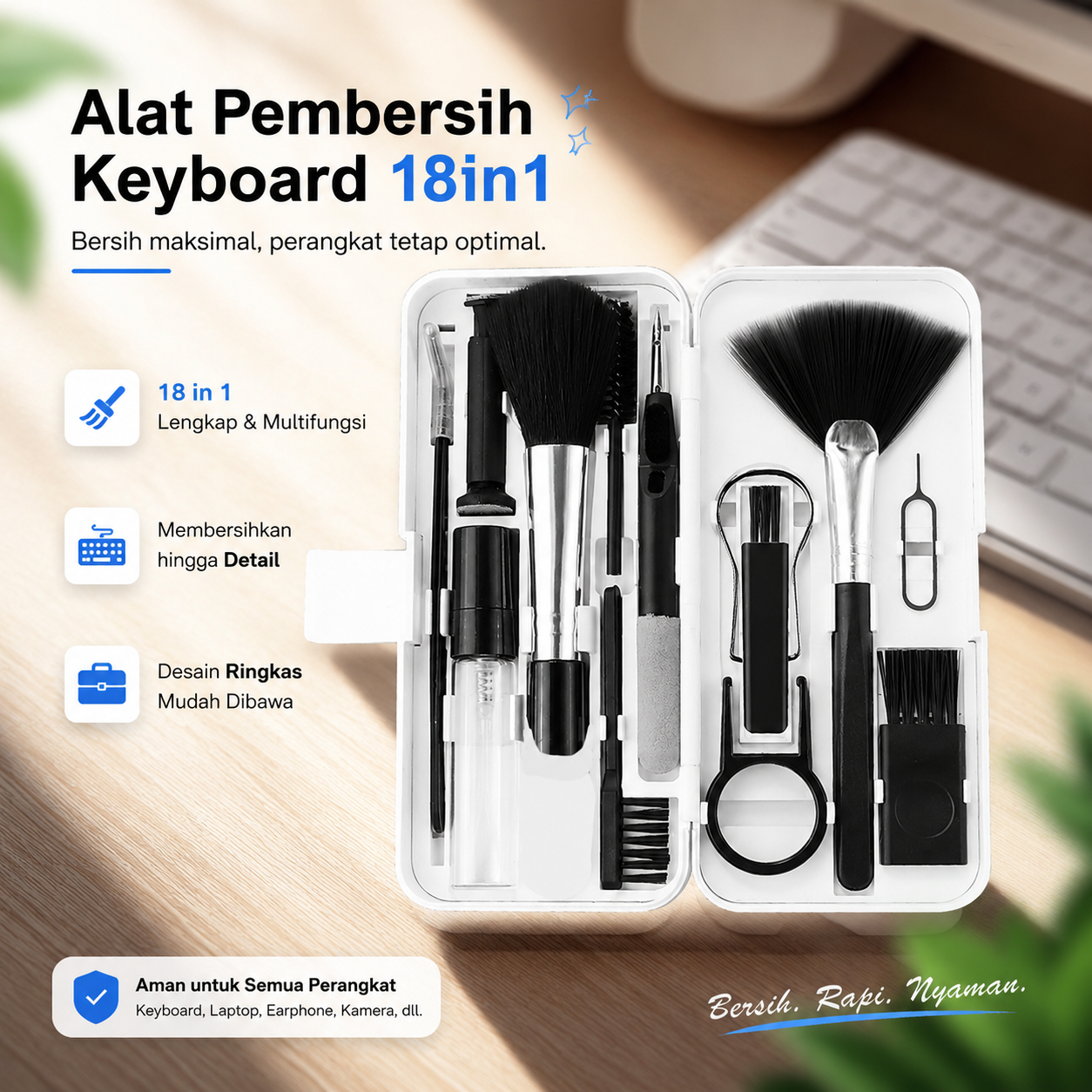 ZUIDID Alat Pembersih Keyboard Cleaning Brush 18in1 - Q10 Gambar produk ZUIDID Alat Pembersih Keyboard Cleaning Brush 18in1 - Q10 - Utama
