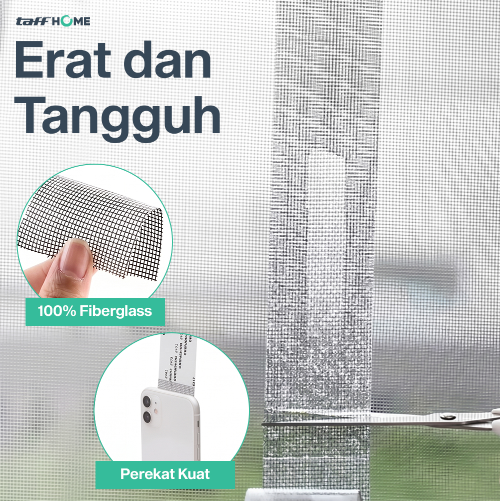 TaffHOME Lakban Kawat Nyamuk Tambalan Jendela Window Repair Tape 2M 50mm - TP512 Gambar produk TaffHOME Lakban Kawat Nyamuk Tambalan Jendela Window Repair Tape 2M 50mm - TP512 - 4