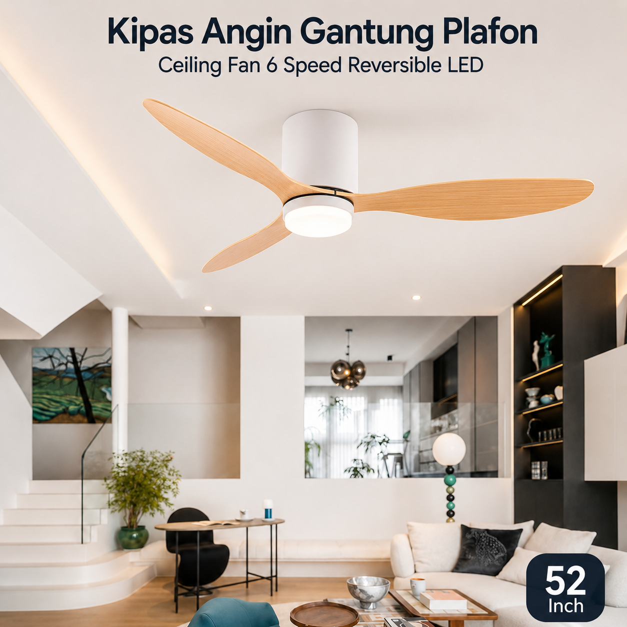 SOVE Kipas Angin Gantung Plafon Ceiling Fan 6 Speed LED 52 Inch - FS2008 Gambar produk SOVE Kipas Angin Gantung Plafon Ceiling Fan 6 Speed LED 52 Inch - FS2008 - Utama