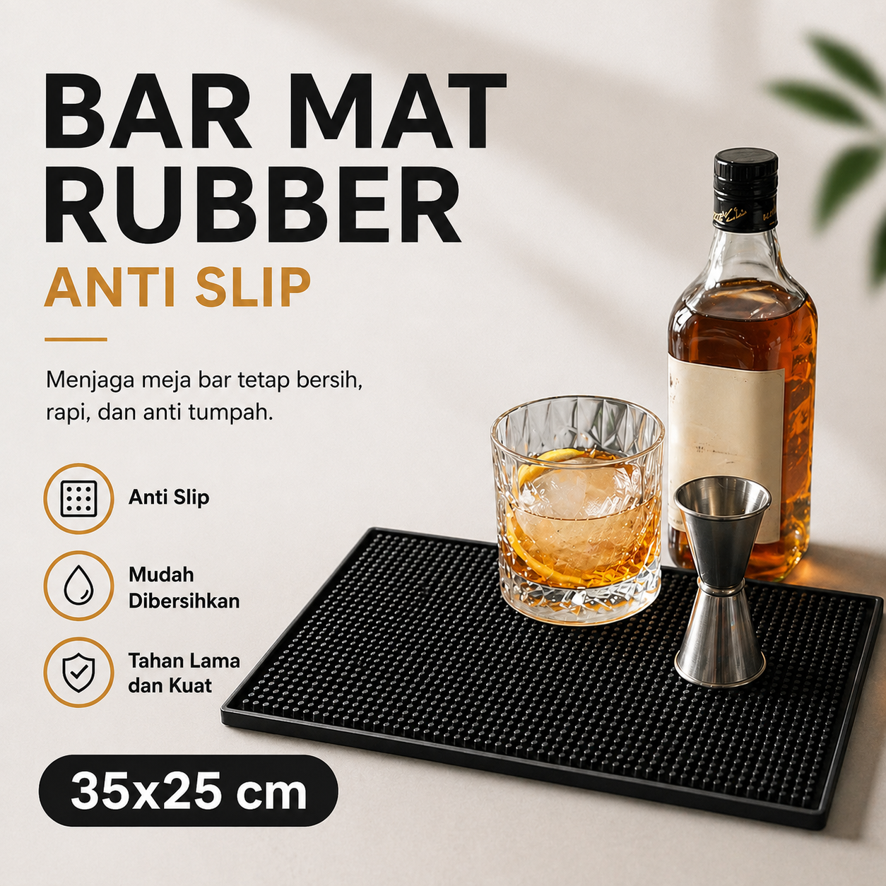 One Two Cups Bar Mat Rubber Anti Slip Tatakan Gelas Alas Meja Barista 35x25cm - TY3 Gambar produk One Two Cups Bar Mat Rubber Anti Slip Tatakan Gelas Alas Meja Barista 35x25cm - TY3 - Utama