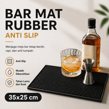 One Two Cups Bar Mat Rubber Anti Slip Tatakan Gelas Alas Meja - TY3