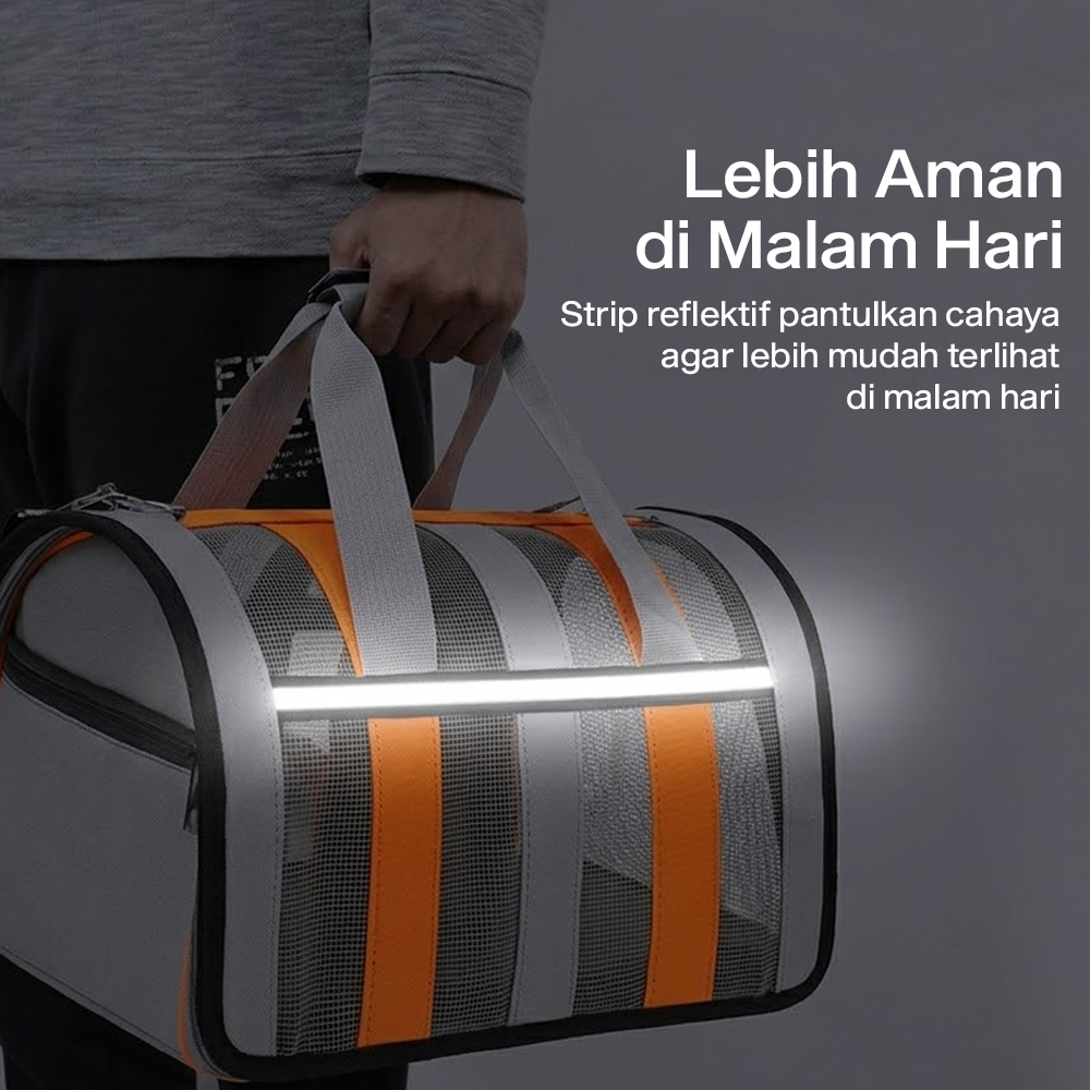 MEISU Tas Kandang Anjing Kucing Breathable Pet Carrier Bag 41x26x26cm - MS50 Gambar produk MEISU Tas Kandang Anjing Kucing Breathable Pet Carrier Bag 41x26x26cm - MS50 - 4