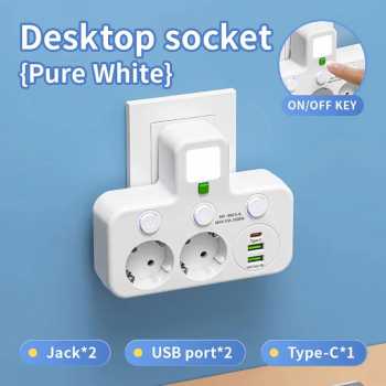Gambar produk Taffware Stop Kontak LED Light USB Type C EU Plug 10A 250V 2500W 2 Soket - EU-8624UL / EU-8625UL - Kemasan