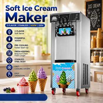 DUTRIE Ice Cream Maker Commercial Mesin Pembuat Es Krim 3 Rasa 1600 W - ZB-BQL268YL