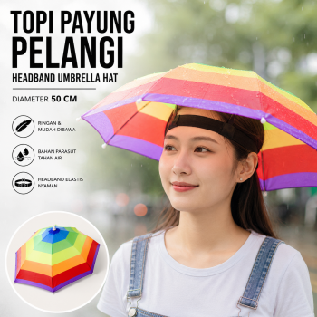 Gambar produk Topi Payung Motif Pelangi Headband Umbrella Hat 50cm - W655
