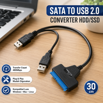 Gambar produk Kebidu Kabel Adaptor SATA to USB 2.0 Converter HDD/SSD 2.5 Inch 30cm - CC017